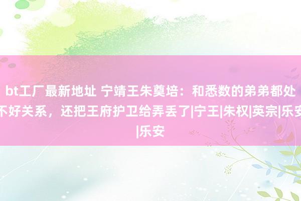 bt工厂最新地址 宁靖王朱奠培：和悉数的弟弟都处不好关系，还把王府护卫给弄丢了|宁王|朱权|英宗|乐安
