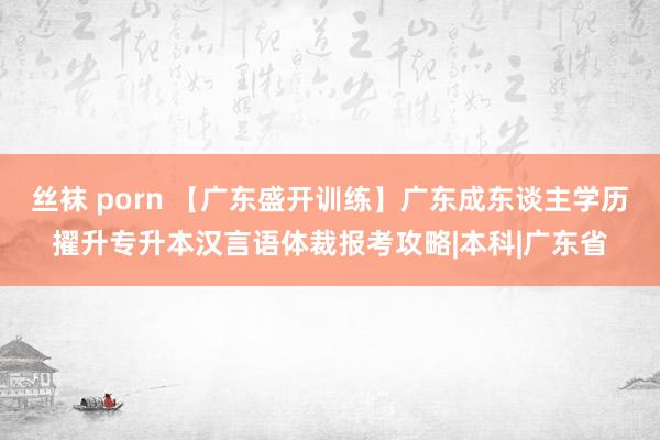 丝袜 porn 【广东盛开训练】广东成东谈主学历擢升专升本汉言语体裁报考攻略|本科|广东省