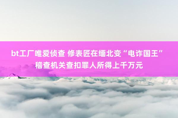 bt工厂唯爱侦查 修表匠在缅北变“电诈国王” 稽查机关查扣罪人所得上千万元
