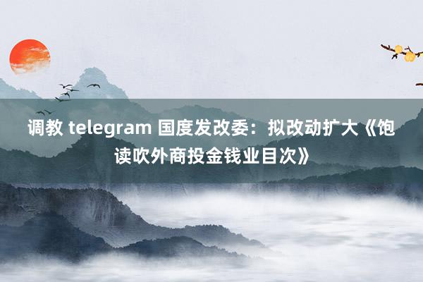 调教 telegram 国度发改委：拟改动扩大《饱读吹外商投金钱业目次》