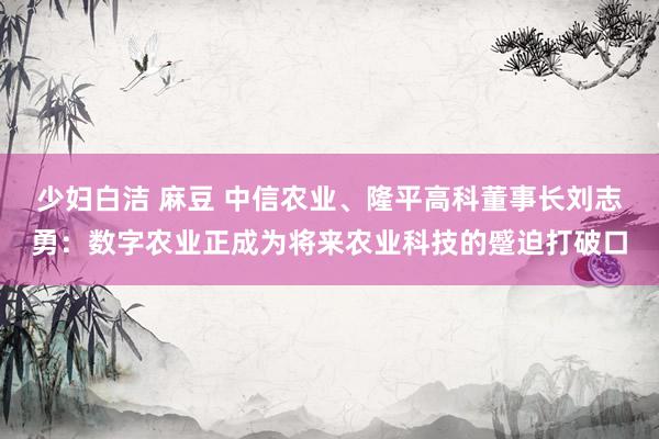 少妇白洁 麻豆 中信农业、隆平高科董事长刘志勇：数字农业正成为将来农业科技的蹙迫打破口